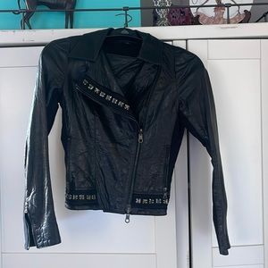 Elise Overland leather jacket with crystal detail